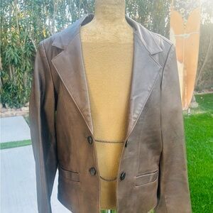 Wrangler Brown Leather with Chain Metal Buttons Jacket